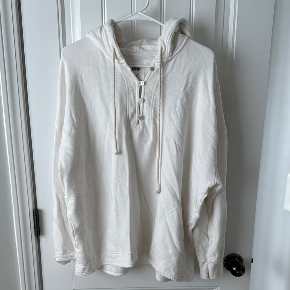 White Hooded Sweatshirt with Buttons